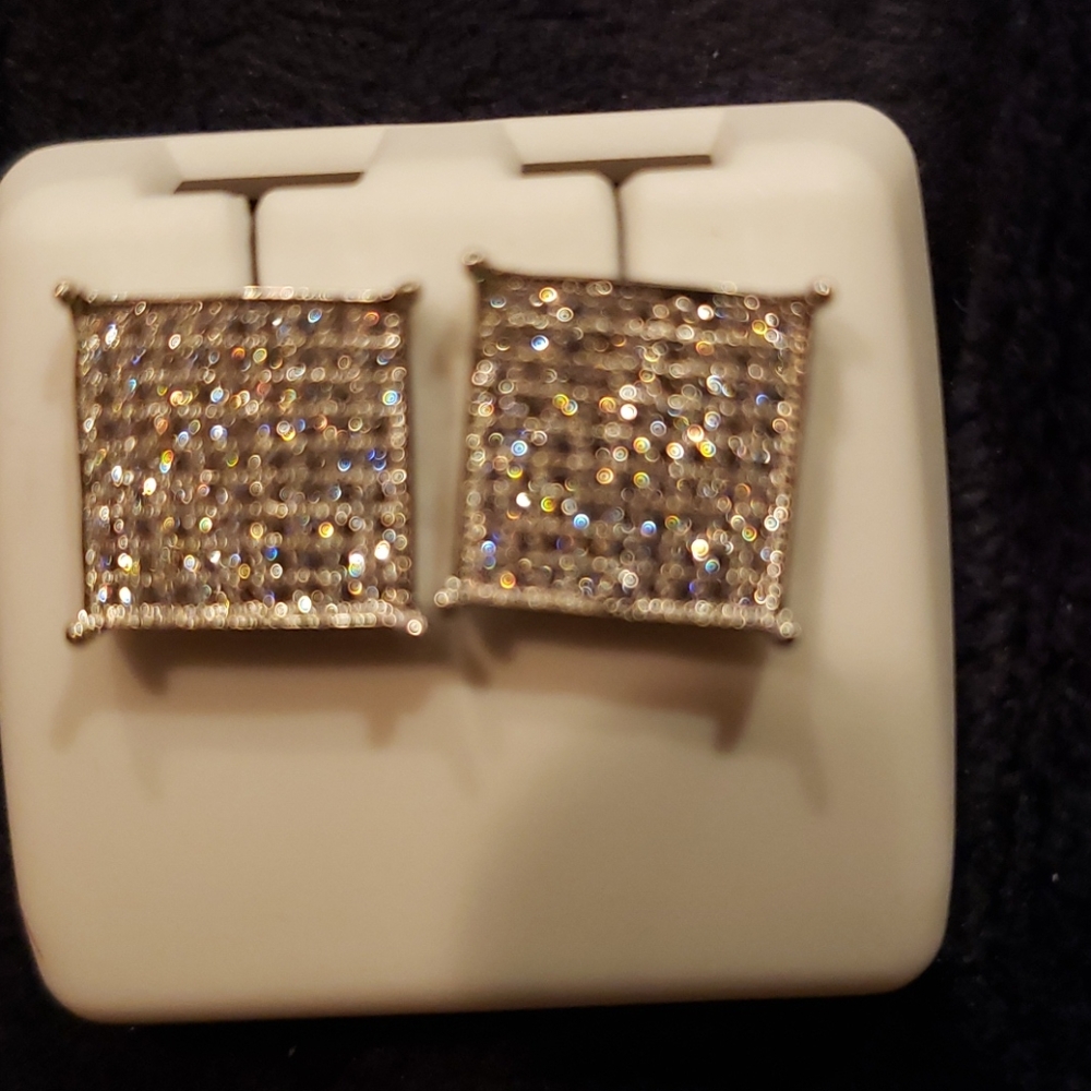 Luti Silver square faux diamond CZ earrings